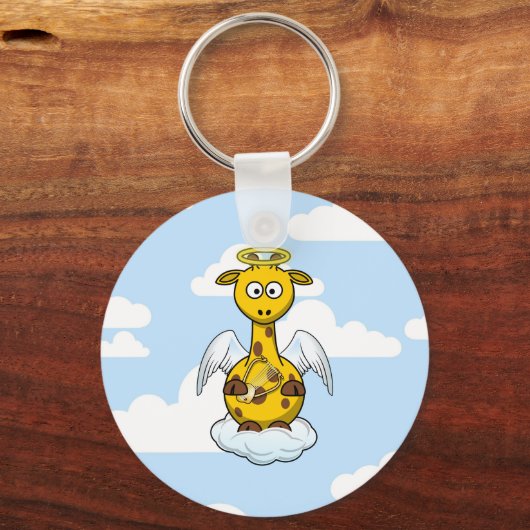 Angel-Giraffe in Clouds Sleutelhanger (Voorkant)