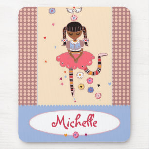 Angel Girl (Afro) Aangepaste naam Mousepad Muismat
