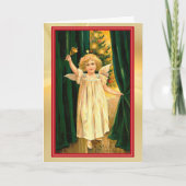 Angel Girl Bell Vintage Kerstmis Kaart (Voorkant)