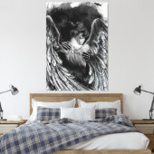 Angel Girl Canvas Afdrukken - zwart en wit schilde (Insitu (Slaapkamer))