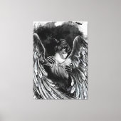 Angel Girl Canvas Afdrukken - zwart en wit schilde (Voorkant)