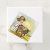  Angel Girl kijkt naar Baby Jezus Sleeping Bedankjes Labels (In situ)