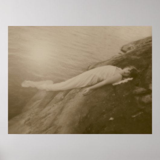Angel Girl Sepia Antiek Art Poster (Voorkant)