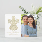 Angel Gold Glitter Flat Kaart (Staand voorkant)