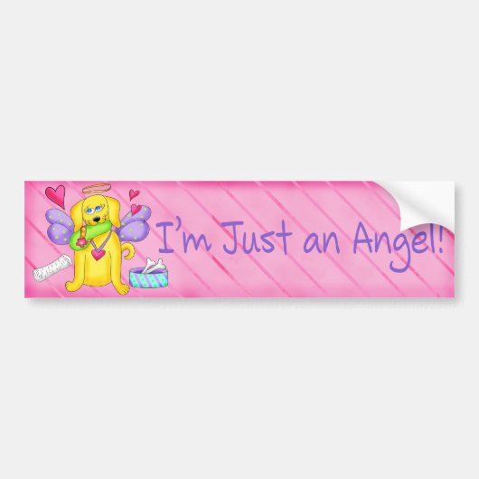 Angel Golden Yellow Dog met scheen Bumpersticker (Voorkant)