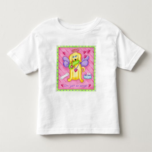 Angel Golden Yellow Dog met scheen Kinder Shirts (Voorkant)