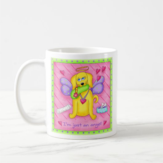 Angel Golden Yellow Dog met scheen Koffiemok (Links)