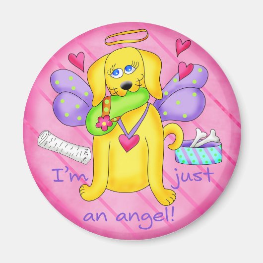 Angel Golden Yellow Dog met scheen Magneet (Voorkant)