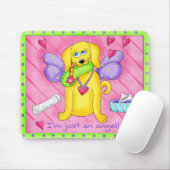 Angel Golden Yellow Dog met scheen Muismat (Met muis)