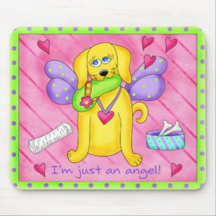 Angel Golden Yellow Dog met scheen Muismat