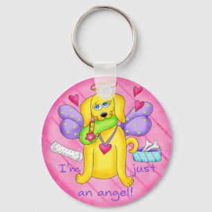Angel Golden Yellow Dog met scheen Sleutelhanger