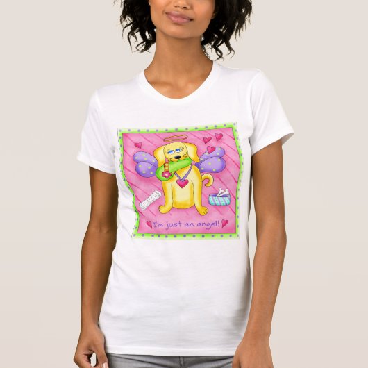 Angel Golden Yellow Dog met scheen T-shirt (Voorkant)