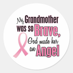 Angel GRANDMOTHER Breast Cancer T-Shirts & Apparel Ronde Sticker