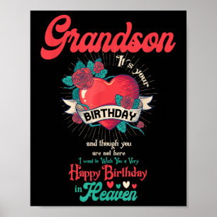 Angel Grandson Gelukkige Verjaardag in de Hemel Me Poster