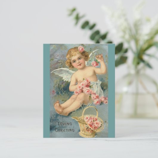 Angel Greetings Cute  Floral Briefkaart (Staand voorkant)