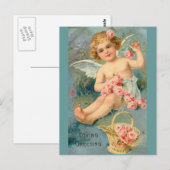 Angel Greetings Cute Floral Briefkaart (Voorkant / Achterkant)