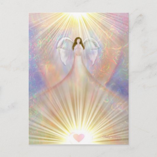 Angel Guardian Bidden Wings Waterverf Spiritueel Briefkaart (Voorkant)