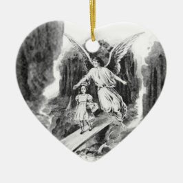 Angel Guarding A Girl Child Keramisch Ornament