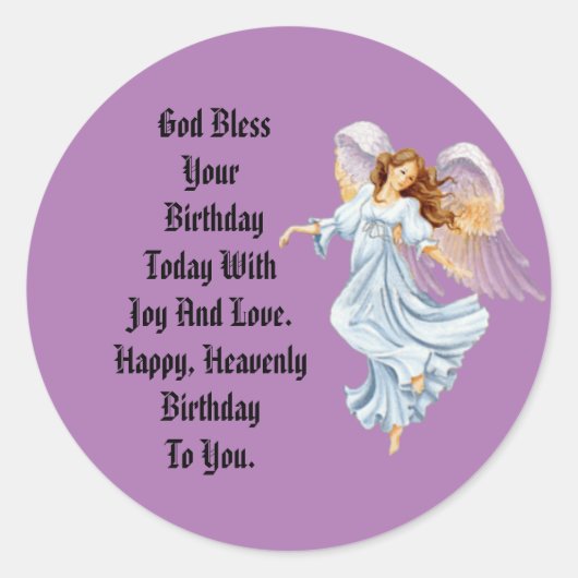 Angel Happy Birthday Sticker (Voorkant)