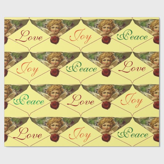 ANGEL HART RODE WAX SEAL Love Peace Joy Cadeaupapier (Vlak)