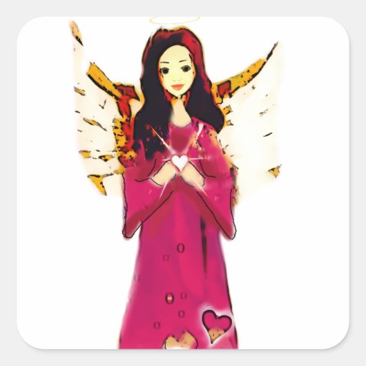 Angel hart sticker rood Kerstmis liefde (Voorkant)