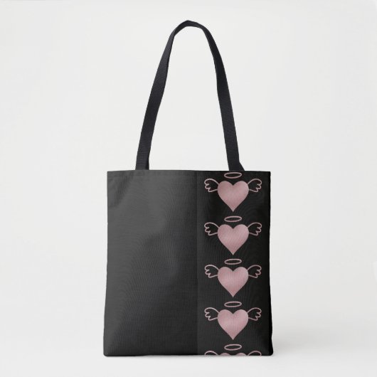 Angel Heart Canvas tas Black en Pink (Voorkant)