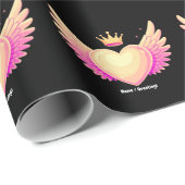 Angel Heart met coole roze vleugels en Crown A Tou Cadeaupapier (Rol Hoek)