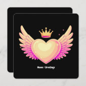 Angel Heart met coole roze vleugels en Crown A Tou Kaart (Voorkant / Achterkant)