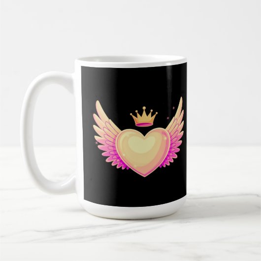 Angel Heart met coole roze vleugels en Crown A Tou Koffiemok (Links)