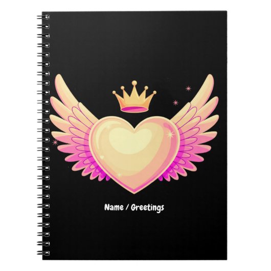 Angel Heart met coole roze vleugels en Crown A Tou Notitieboek (Voorkant)