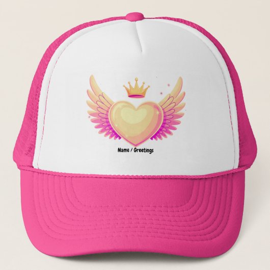 Angel Heart met coole roze vleugels en Crown A Tou Trucker Pet (Voorkant)