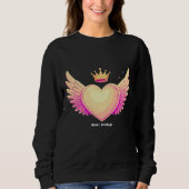 Angel Heart met coole roze vleugels en Crown A Tou Trui (Voorkant)