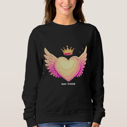 Angel Heart met coole roze vleugels en Crown A Tou Trui (Voorkant)