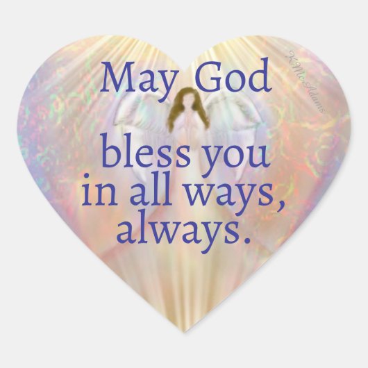 Angel Heart Pray God zegene u Christelijke Sticker (Voorkant)