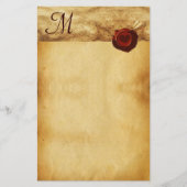 ANGEL HEART RED WAX SEAL PARCHMENT Monogram Briefpapier (Voorkant)