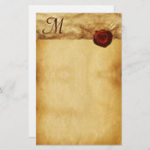 ANGEL HEART RED WAX SEAL PARCHMENT Monogram Briefpapier (Voorkant / Achterkant)