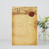 ANGEL HEART RED WAX SEAL PARCHMENT Monogram Briefpapier (Staand voorkant)