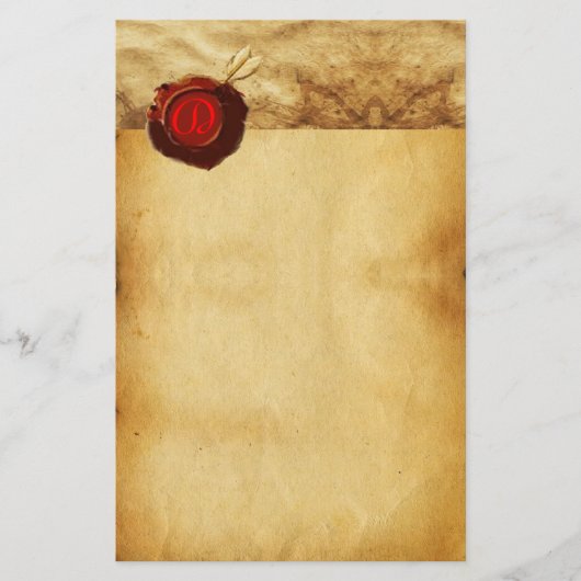 ANGEL HEART RED WAX SEAL PARCHMENT MONOGRAM BRIEFPAPIER (Voorkant)