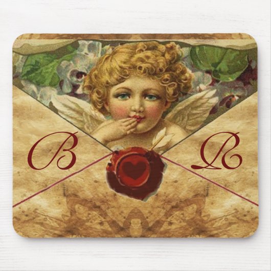 ANGEL HEART RED WAX SEAL PARCHMENT Monogram Muismat (Voorkant)