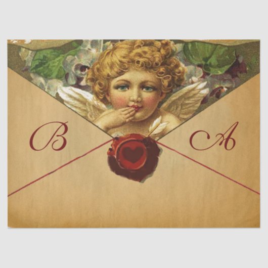 ANGEL HEART RED WAX SEAL PARCHMENT Monogram Tissuepapier (Voorkant)