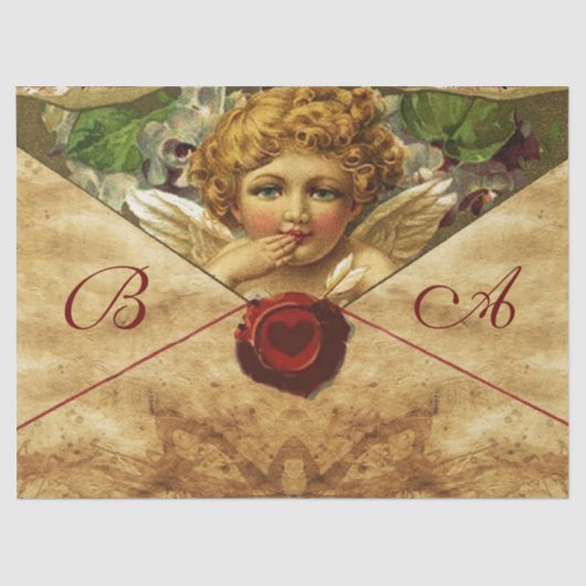 ANGEL HEART RED WAX SEAL PARCHMENT Monogram Tissuepapier (Voorkant)