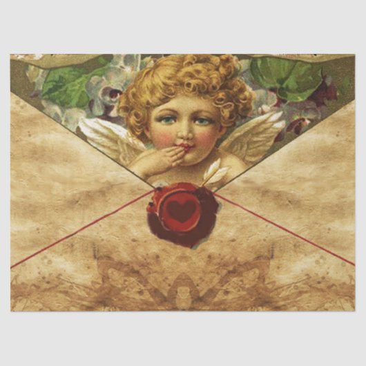 ANGEL HEART RED WAX SEAL PARCHMENT VALENTIJNSDAG TISSUEPAPIER (Voorkant)