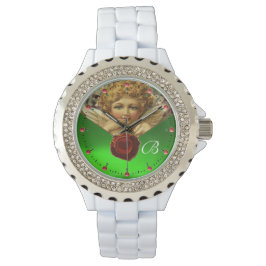 ANGEL HEART WAX SEAL, GROENE EMERALD GEM MONOGRAM HORLOGE