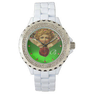 ANGEL HEART WAX SEAL, GROENE EMERALD GEM MONOGRAM HORLOGE