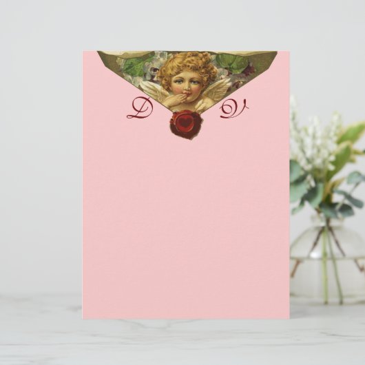 ANGEL HEART WAX SEAL Monogram roze (Staand voorkant)