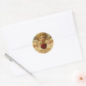 ANGEL HEART WAX SEAL PARCHCHMENT Save the Date Ronde Sticker (Envelop)