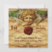 ANGEL HEART WAX SEAL PARCHMENT First Birthday Kaart (Voorkant)