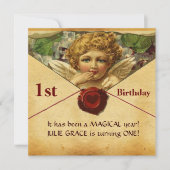 ANGEL HEART WAX SEAL PARCHMENT First Birthday Kaart (Voorkant)