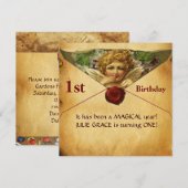 ANGEL HEART WAX SEAL PARCHMENT First Birthday Kaart (Voorkant / Achterkant)