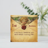 ANGEL HEART WAX SEAL PARCHMENT First Birthday Kaart (Staand voorkant)